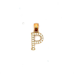 Golden Bull Basic CAL 0.9 g Pendant Pave CZ Block Initial 'P' 19 10K