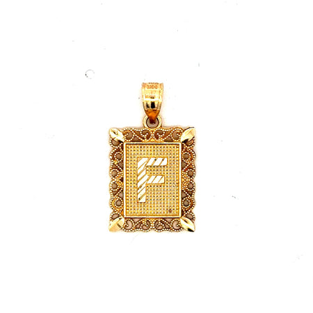 Pendant Rect Openwork Frame Initial 'F' 25.5 10K