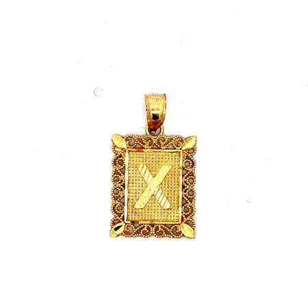 Pendant Rect Openwork Frame Initial 'X' 25.5 10K