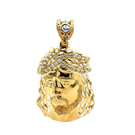 Pendant Jesus Face with Crown of CZ Thorns 52.5 10K