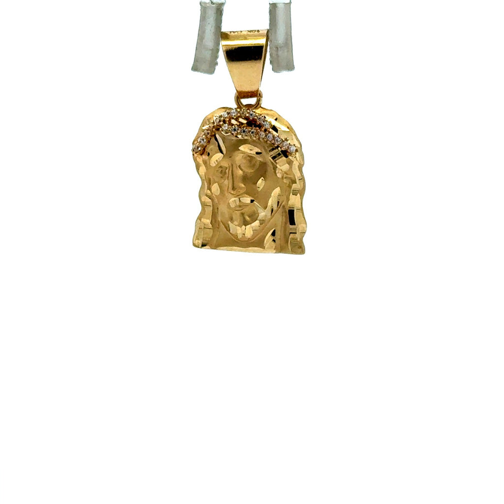 Golden Bull Basic CAL Pendant Jesus Face with CZ-Crown of Thorns 23 10K