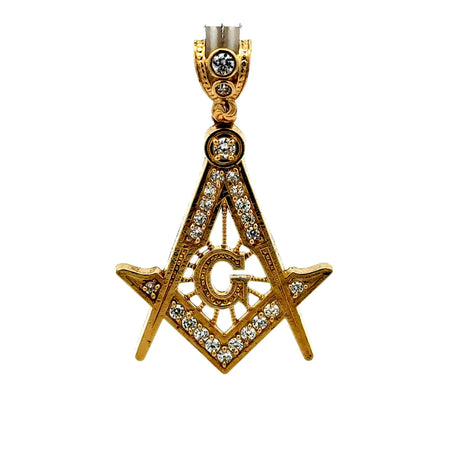 Pendant Masonic Square & Compass with CZ 45 14K