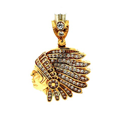 Golden Bull Basic CAL Pendant Native American with CZ 37 10K