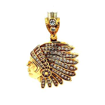 Pendant Native American with CZ 37 14K