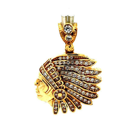 Pendant Native American with CZ 37 14K