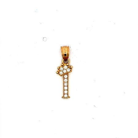 Pendant Pave CZ Crowned Block Initial 'I' 19.5 10K