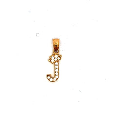 Golden Bull Basic CAL Pendant Pave CZ Crowned Block Initial 'J' 19.5 10K