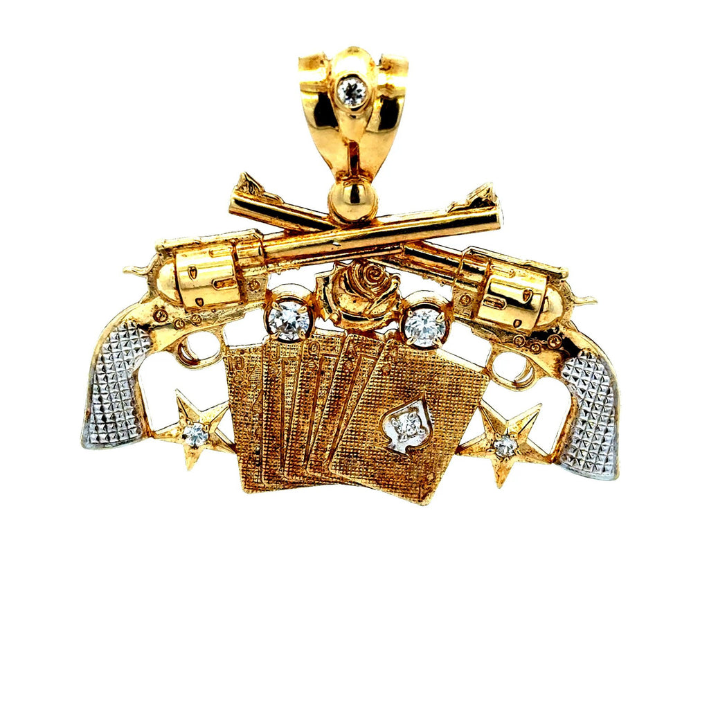 Golden Bull Basic CAL Pendant Playing Cards with CZ 46 10K