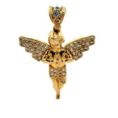 Golden Bull Basic CAL Pendant Praying Angel with CZ 47 14K
