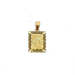 Golden Bull Basic CAL Pendant Rect Openwork Frame Initial 'O' 25.5 10K