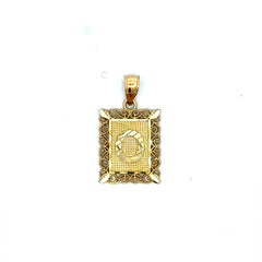Golden Bull Basic CAL Pendant Rect Openwork Frame Initial 'O' 25.5 10K
