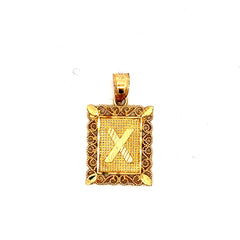 Golden Bull Basic CAL Pendant Rect Openwork Frame Initial 'X' 25.5 10K