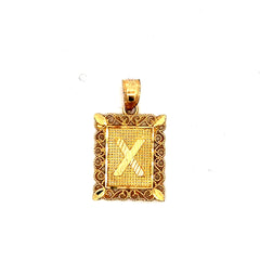 Golden Bull Basic CAL Pendant Rect Openwork Frame Initial 'X' 25.5 10K
