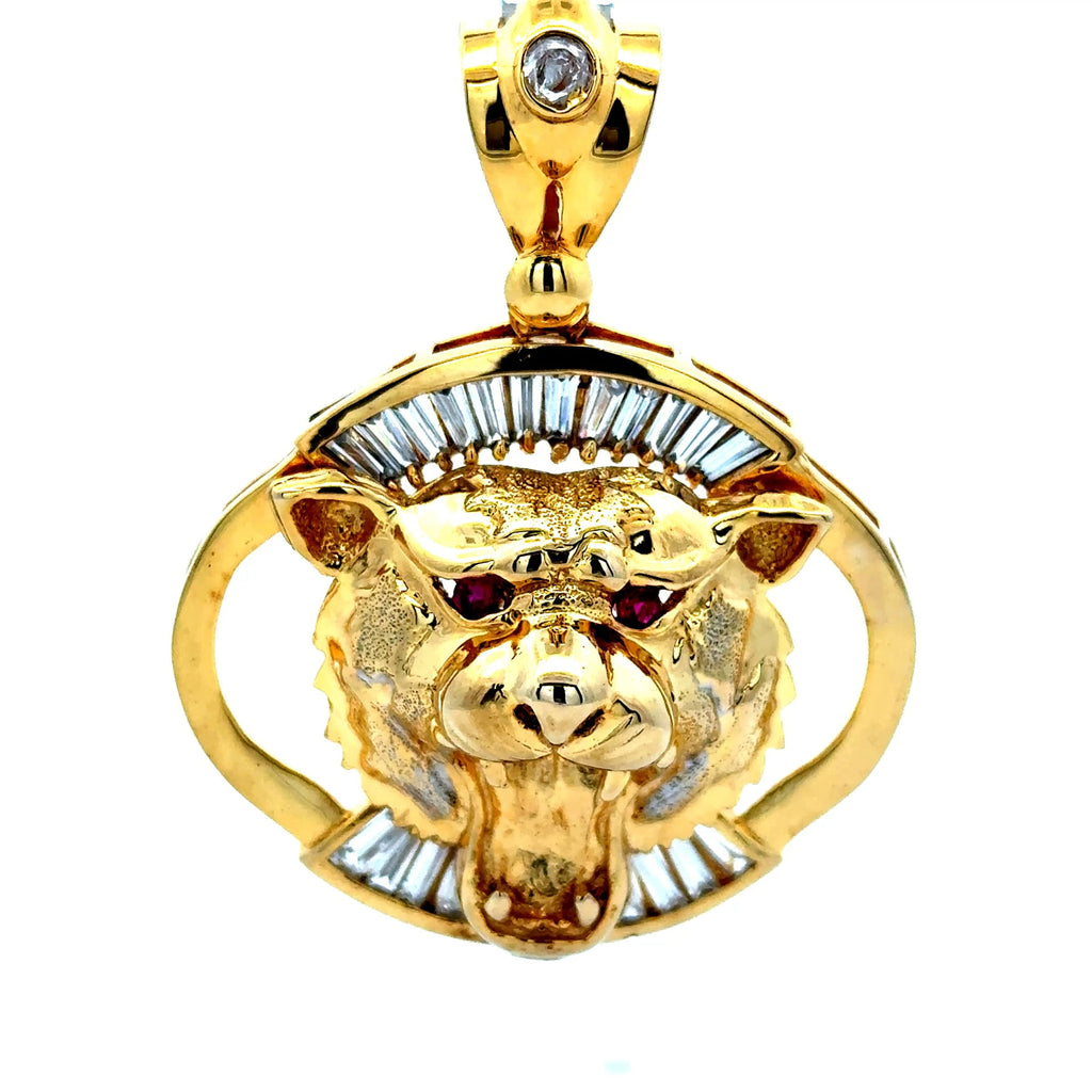 Golden Bull Basic CAL Pendant Red-Eyed Panther’s Head & CZ 60 10K