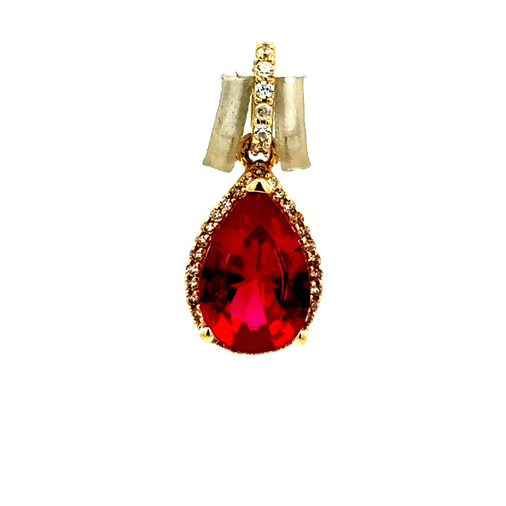 Golden Bull Basic CAL Pendant Women Colored Stone and CZ 23 14K