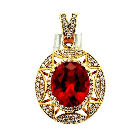 Pendant Women Colored Stone and CZ 36 10K