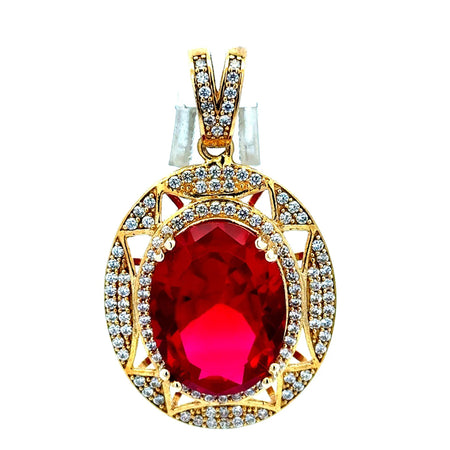 Pendant Women Colored Stone and CZ 44.5 10K