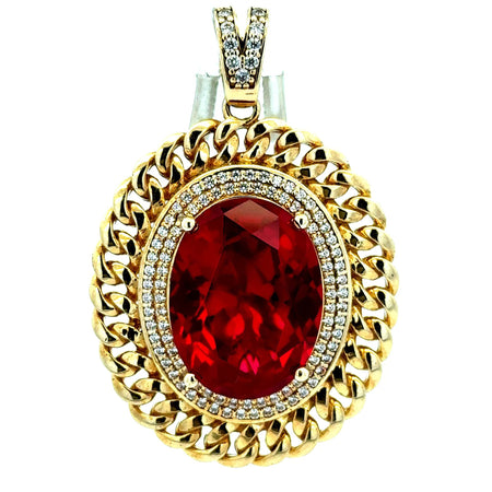 Pendant Women Colored Stone and CZ 46.5 10K