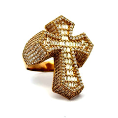 Golden Bull Basic CAL Ring CZ-Iced Big Pattee Cross 9 4.5mm 10K