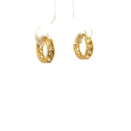 Earrings Channel-Set CZ Hoops 10.5 2.5mm 14K