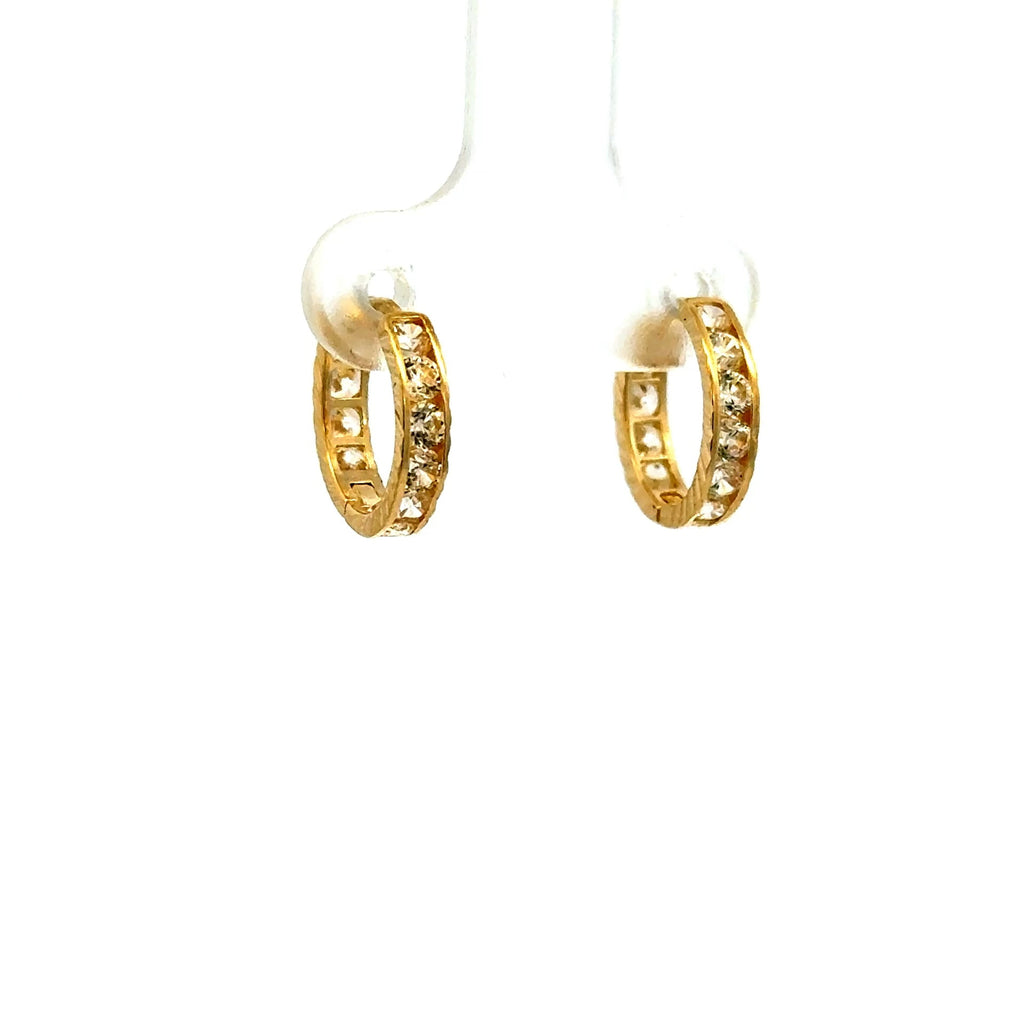 Golden Bull Basic Earrings Channel-Set CZ Hoops 12 2.5mm 14K