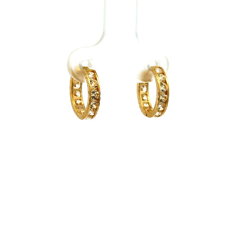 Earrings Channel-Set CZ Hoops 12 2.5mm 14K