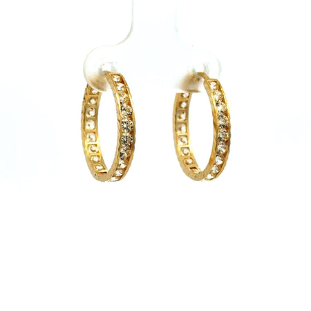 Earrings Channel-Set CZ Hoops 19 3mm 14K