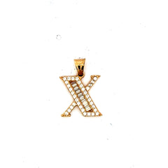 Golden Bull Basic Pendant CZ Baguette Initial 'X' 19.5 14K