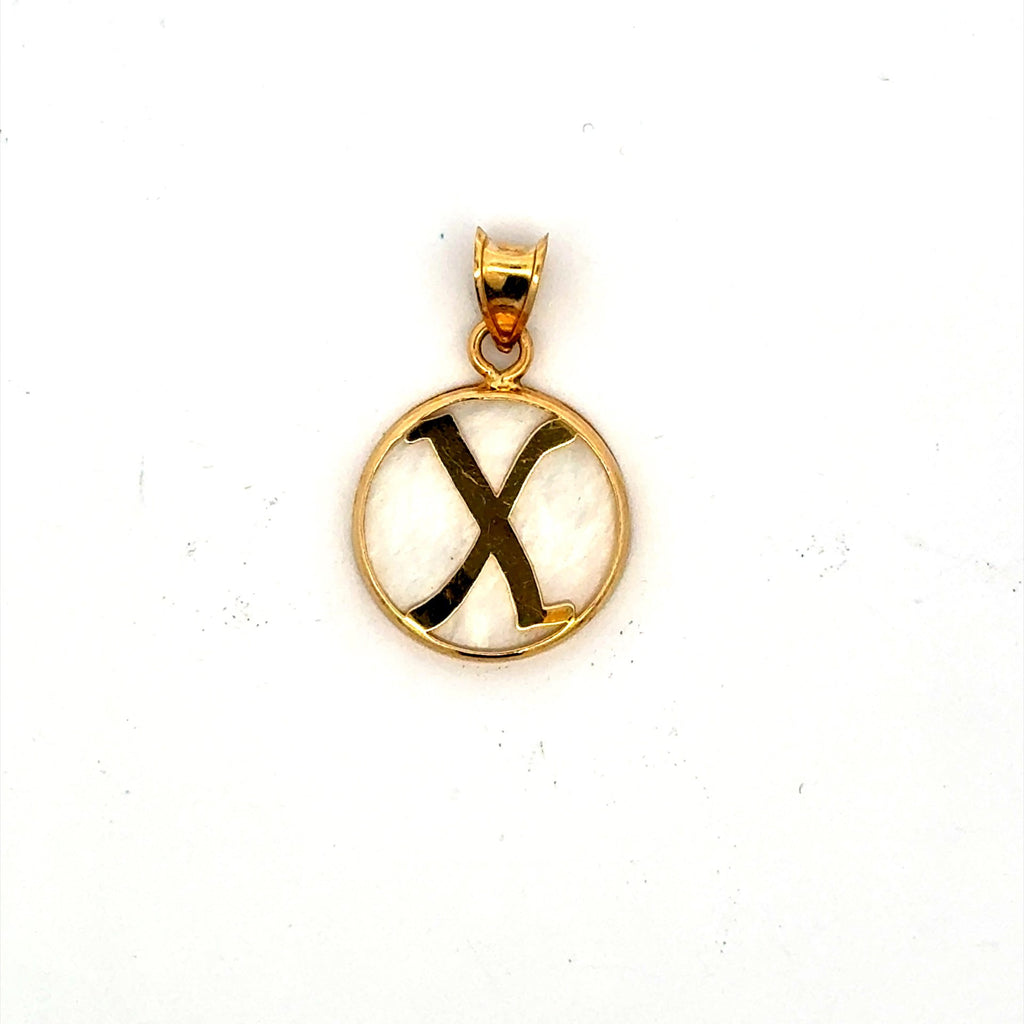 Golden Bull Basic Pendant Mother-of-Pearl Initial 22 10K