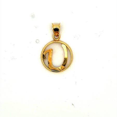 Pendant Mother-of-Pearl Initial 'U' 22 10K