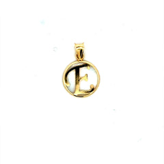 Golden Bull Basic Pendant Mother-of-Pearl Initial 'E' 22 10K