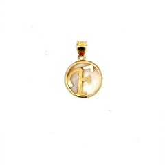 Golden Bull Basic Pendant Mother-of-Pearl Initial 'F' 22 10K