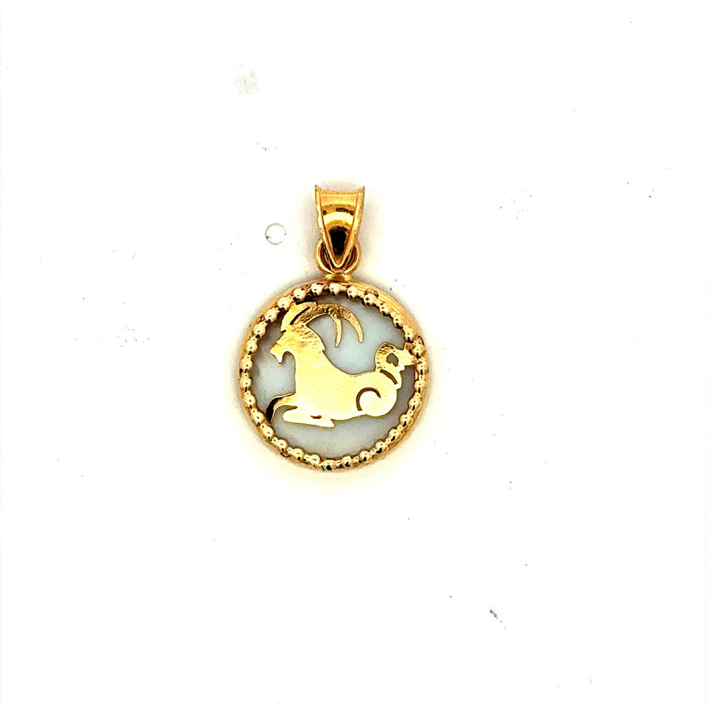 Golden Bull Basic Pendant Mother-of-Pearl Zodiac Sign 21.5 10K
