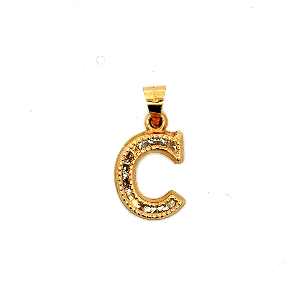 Golden Bull Basic Pendant Uppercase Initial 'C' 23.5 10K