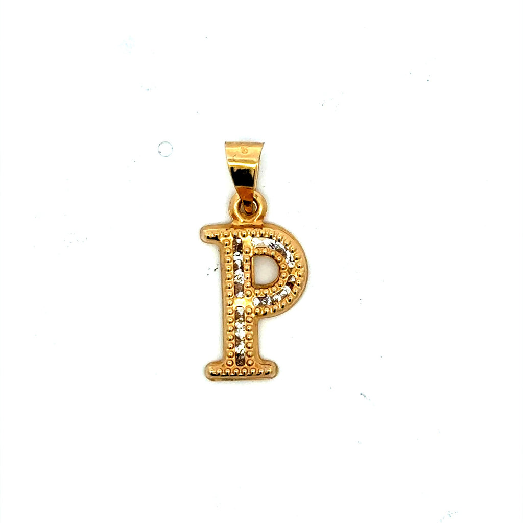 Golden Bull Basic Pendant Uppercase Initial 'P' 23.5 10K