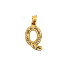 Golden Bull Basic Pendant Uppercase Initial 'Q' 23.5 10K