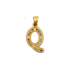 Golden Bull Basic Pendant Uppercase Initial 'Q' 23.5 10K