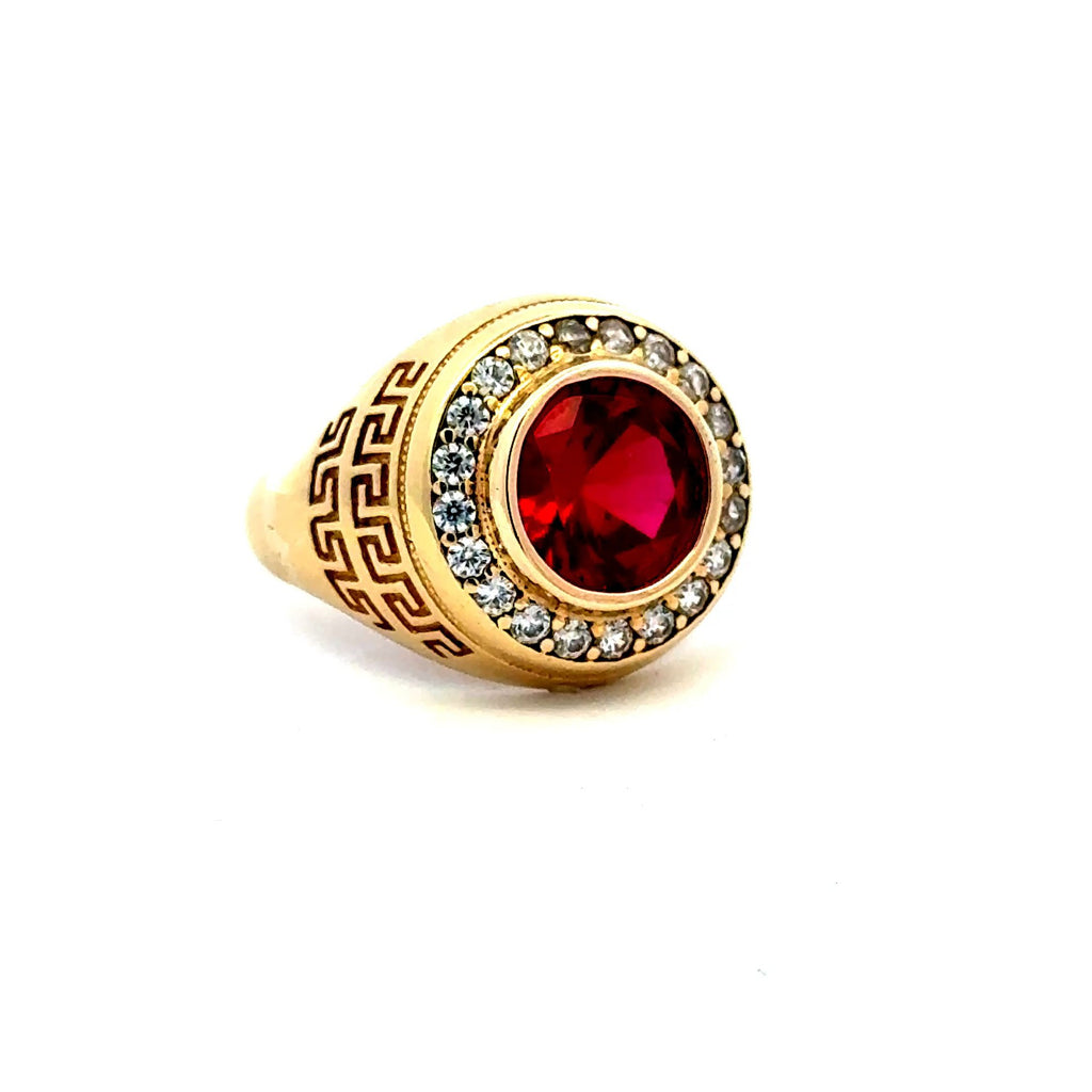 Golden Bull Basic Ring Men's Big Central Stone & CZ Accents 11 3mm 10K