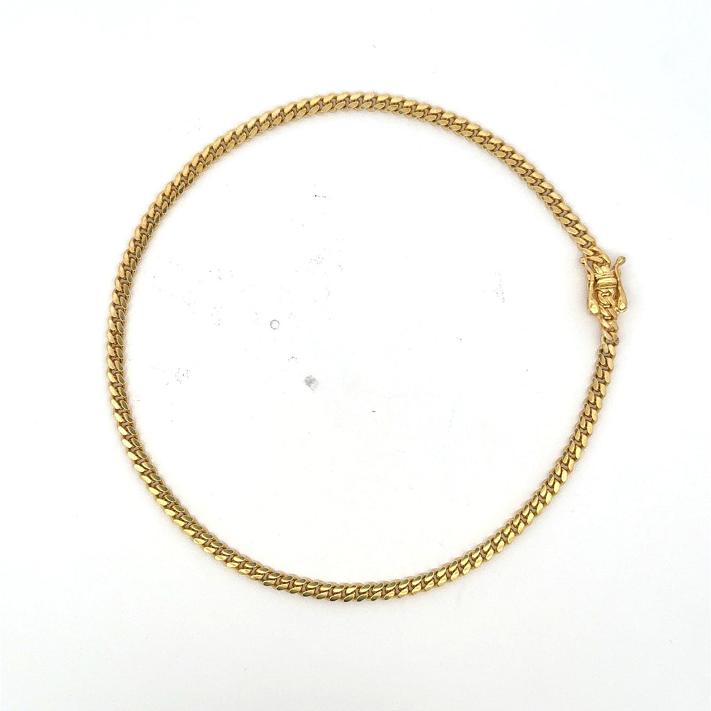 Golden Bull Cuban Anklet Cuban Link 3mm 10" 14K
