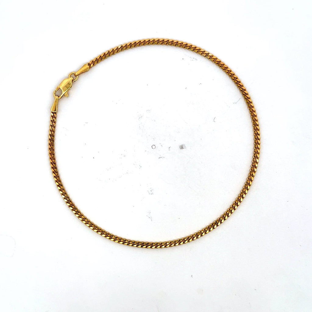 Golden Bull Cuban Anklet Mini Cuban Link 2.5mm 10" 14K