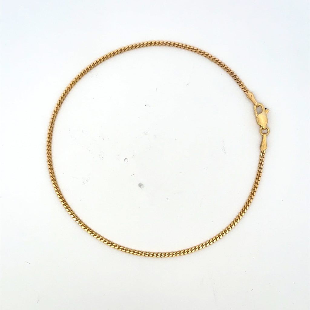 Golden Bull Cuban Anklet Mini Cuban Link 2mm 10" 10K