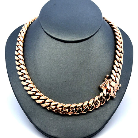 Chain Cuban Link Rose Gold 10.5mm 22" 14K
