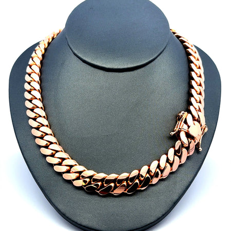 Chain Cuban Link Rose Gold 12mm 24" 14K
