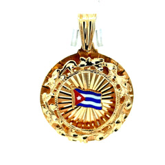 Golden Bull Cuban Pendant Cuban Flag 53.5 14K
