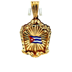 Golden Bull Cuban Pendant Cuban Flag 55 10K