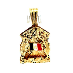 Golden Bull Cuban Pendant Mexican Flag 50 10K