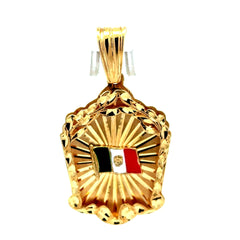 Golden Bull Cuban Pendant Mexican Flag 54.5 14K
