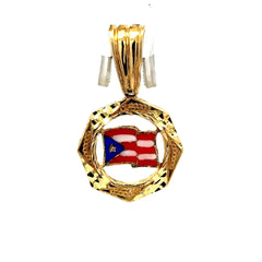 Golden Bull Cuban Pendant Puerto Rican Flag 39 10K