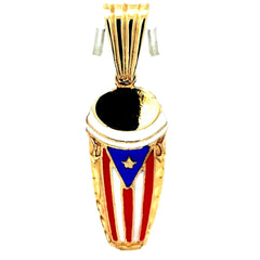 Golden Bull Cuban Pendant Puerto Rican Flag 66.5 14K