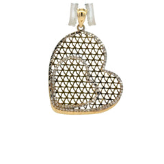 Golden Bull Fancy 1.4 g Pendant Two-Tone Filigree Heart-in-Heart Medallion 33 10K